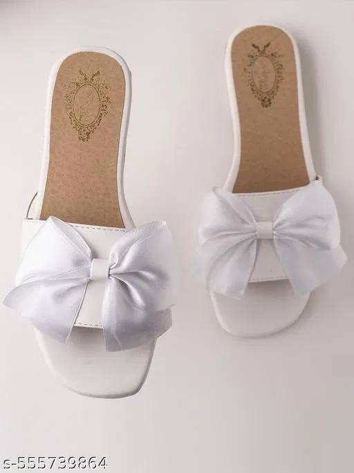 Solid Synthetic Flat Girls Sandals (White, 6)