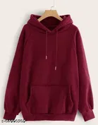 Spun Fleece Solid Hoodie for Women, Maroon ( M)