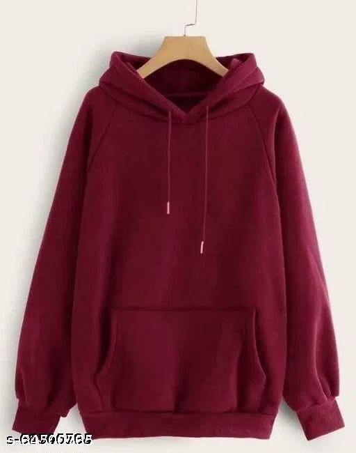 Spun Fleece Solid Hoodie for Women, Maroon (M)