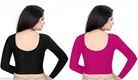 Lycra Ready Made Blouse for Women, Pink & Black, Pack of 2 