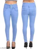 Cotton Blend Jeans for Women, Light Blue 