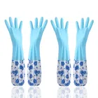 PVC Latex Kitchen Dishwashing Cleaning Gloves (Multicolor, Set of 2)