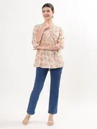 Womens Ethnic motif printed rayon short Kurti 