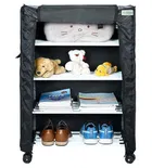 Trendy Multipurpose Foldable Wardrobe for Home with Cover | 360 ° Rotating Wheels Metal Semi-Open Book Shelf  