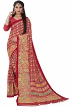 कनूड़ा फैंसी विमेंस जॉर्जेट फ्लावर प्रिंटेड साड़ी 