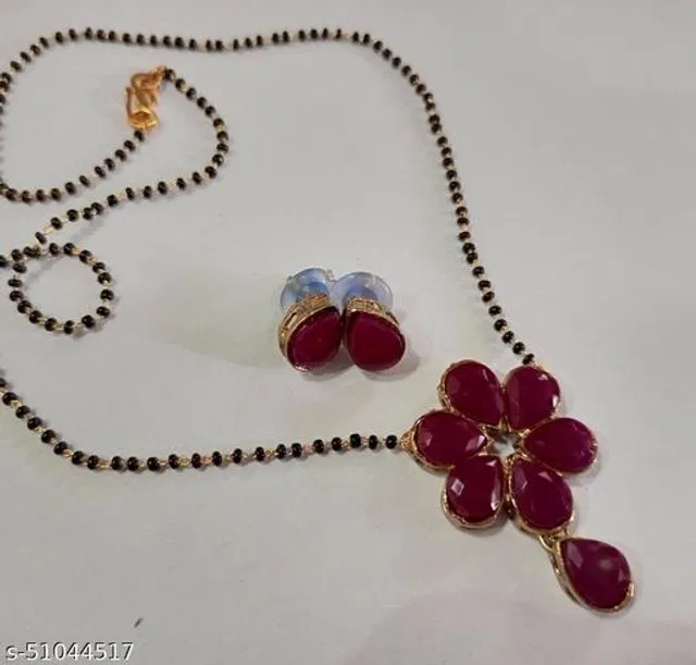 Alloy Mangalsutra with Earrings for Women (Multicolor, Set of 1)