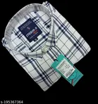Cotton Blend Checked Shirt for Men, White 