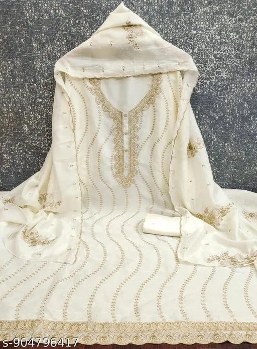 Vichitra Silk Punjabi/All Over Suits for Women (6.65 meter (XXL)