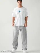 Cotton Blend Solid Trackpant for Men, Grey 