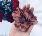 Chine Fabric Scrunchies for Women, Pack of 12 