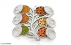 Multipurpose Tree Shape 6 Section Royal Design Silver Storage Dry Fruit Tray /Gift Box / Dry Fruits Box 