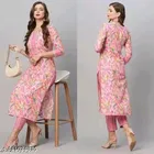 Cotton Blend Printed Kurti with Pant for Women 