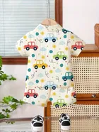 Ploy Cotton floral Print Clothing set for boys, White 