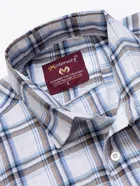 Cotton Blend Checkered Shirt for Men, White 