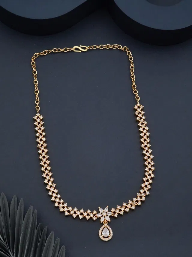 Zircon Gold-plated Necklace Set for Women (Silver, Free Size)