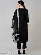 Viscose Rayon Embroidered Kurta with Pant & Dupatta for Women 