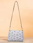 Modern Geometric Print PU Crossbody Sling Bag with Removable Strap for Women 