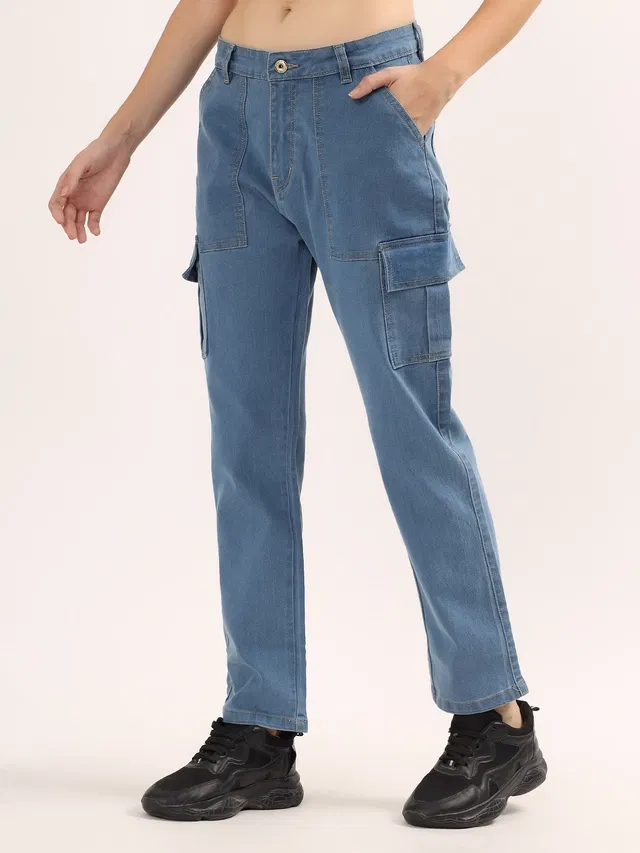 Denim Straight Fit Jeans for Women (Blue, 30)