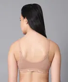 Cotton Blend Solid Non Padded Bra for Women, Beige 