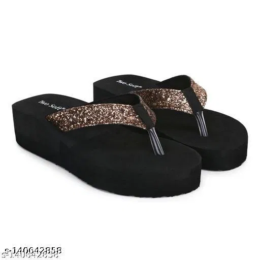 Twosoft EVA Flip-flops for Women (Black, 7)