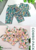 Rayon Slub Printed Clothing Set for Girls, Multicolour, Pack of 2 