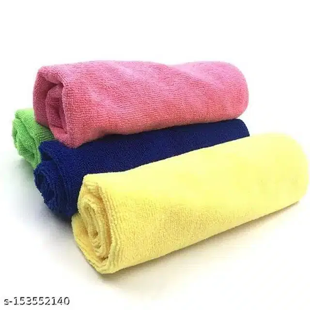 Microfiber Bath Towel (Multicolor, 40x40 cm) (Pack of 4)