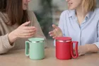 Stainless Steel Coffe Mug, Green & Red , Pack of 2 