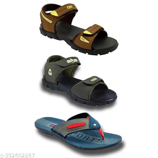 Sandals with Flipflop for Men (Multicolor, 6) (Pack of 3)