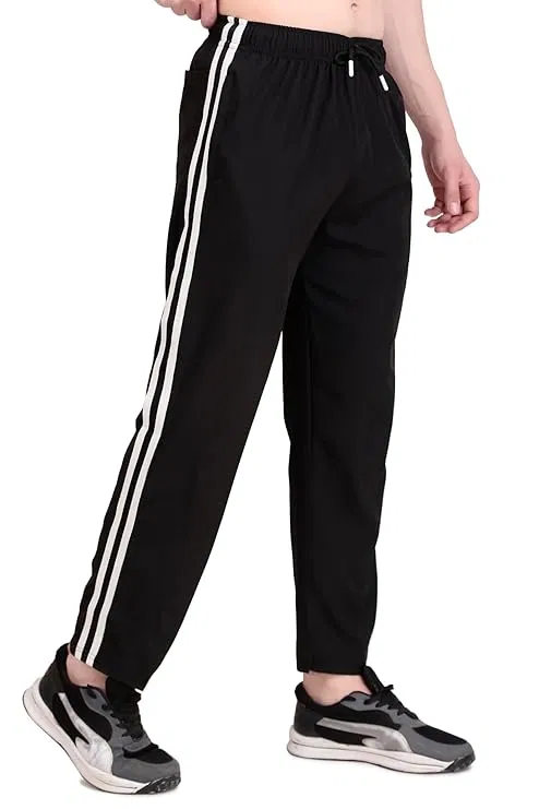 Lycra Slim Fit Track Pants for Men (Black, 30)