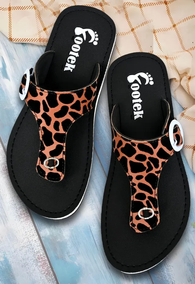 Slippers for Women (Black & Orange, 8)