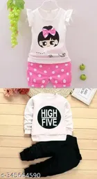 Hosiery Cotton Sleeveless Top & Bottom Clothing Set for Girls 