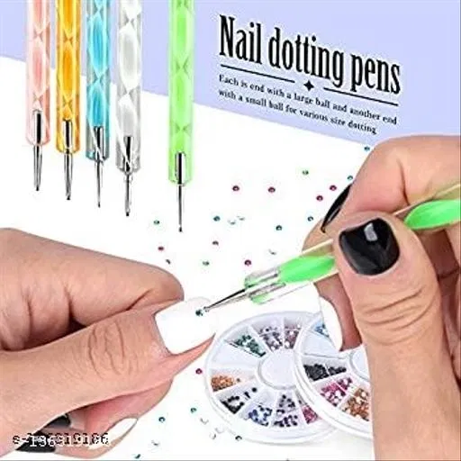 Plastic Nail Art Dotting Pens (Multicolor, Pack of 5)