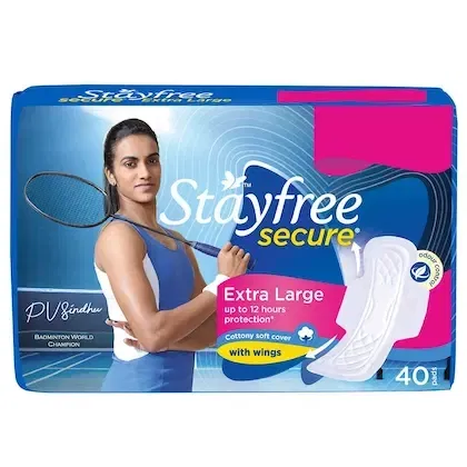 स्टेफ्री सिक्योर कॉटन विंग्स सेनेटरी पैड - XL (40 पीस)
