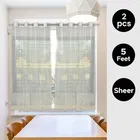 Sheer Plain Cream Window Curtain 5ft Combo 