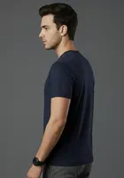 Polyester Round Neck T-shirt For Men, Navy Blue 
