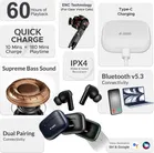 Aroma NB137 Dive Upto 60 Hours Playtime* Type C Fast Charging Dual Pairing Earbuds Bluetooth 
