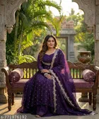 Embroidered Vichitra Silk Kurta Set for Women 