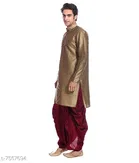 Dupion Silk Solid Kurta with Dhoti for Men 