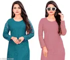 Net Kurti for Women, Pink & Teal, Pack of 2 