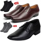 2 Pcs Formal Shoes with 2 Pcs Ankle Length Socks for Men 