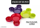 Plastic Plates for Kitchen, Multicolor, Pack of 3