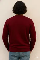 Fleece Printed Sweatshirt for Men, Maroon 