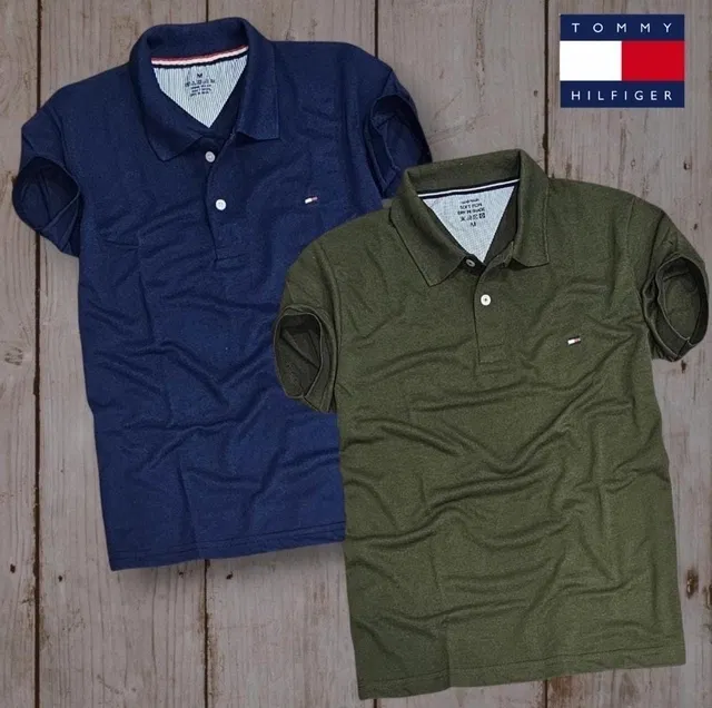 Poly Blend Half Sleeves Printed T-Shirt for Men (Blue & Olive, M) (Pack of 2)