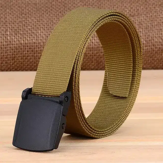 Plastic Buckle Elastic Belt for Unisex (Cream)