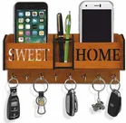 CAPIO ART Home Sweet Home Wood Key Holder (8 Hooks) (Brown) (Pack Of 1)