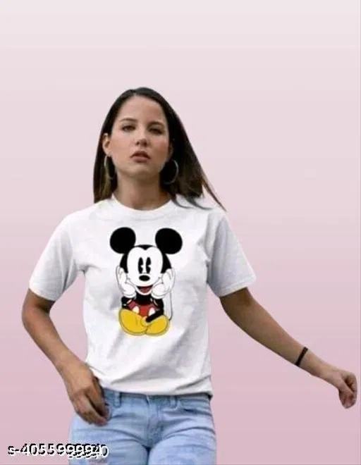 Cotton Blend T-shirt for Women, White (L)