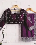 Poly Georgette Embroidered Saree for Women, Wine 