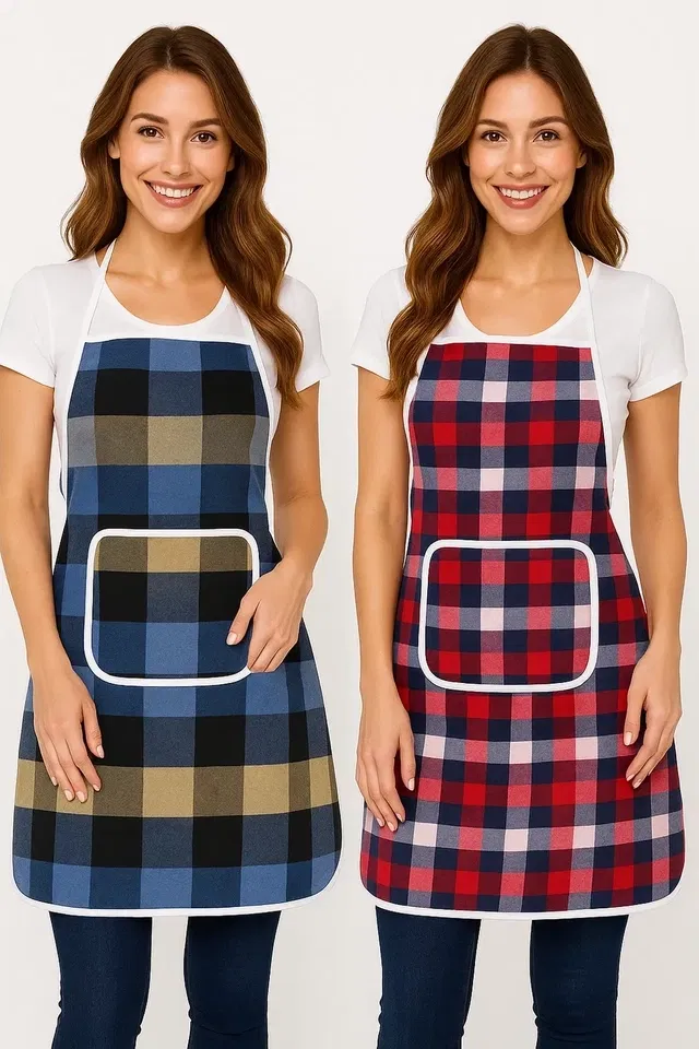 Kitchen Apron (Pack of 2) Waterproof /Oil-Proof - Adjustable Aprons with Pockets for Women & Men