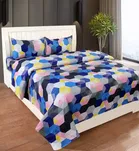 Polycotton Printed Double Bedsheet with Two Pillow Covers 