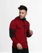 Cotton Blend Color Blocked Hoodies for Men 